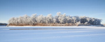 Icy Canadian winter landscape where it is hard to avoid asthma triggers outside.