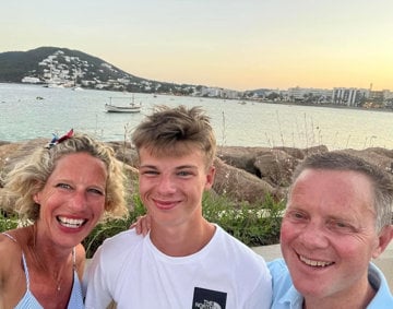 Cystic fibrosis patient Tim Wotton with his son Felix and wife Katie bonding on a family vacation in Ibiza